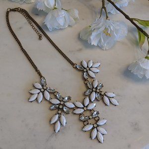 Elegant White & Silver Statement Necklace